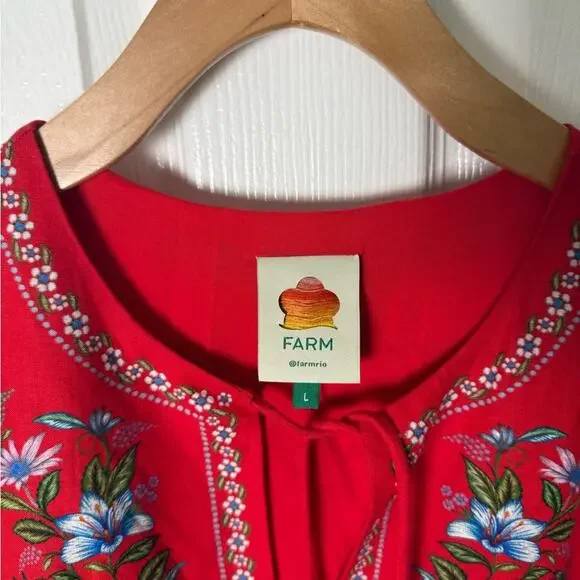Farm Rio Red Sweet Bloom Bouquet Midi Dress L - Picture 8 of 9